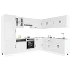 vidaXL 14-tlg. Küchenschrank-Set Kalmar Hochglanz-Weiß Holzwerkstoff