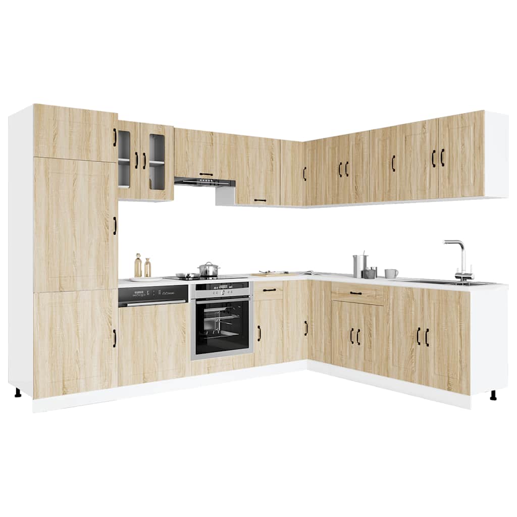 vidaXL 14-tlg. Küchenschrank-Set Kalmar Sonoma-Eiche Holzwerkstoff