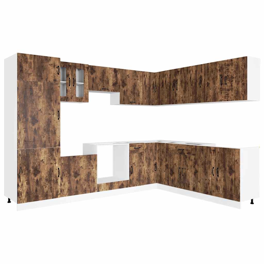vidaXL 14-tlg. Küchenschrank-Set Kalmar Räuchereiche Holzwerkstoff
