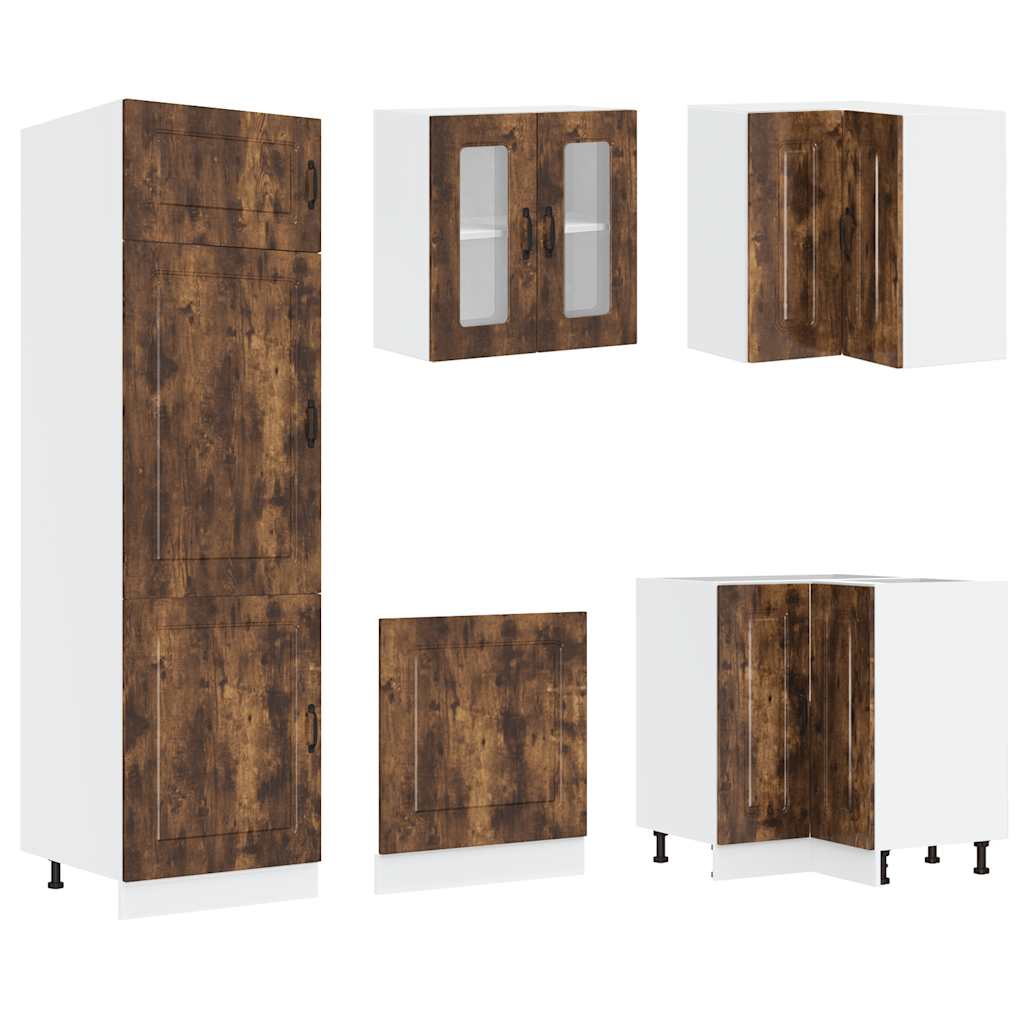 vidaXL 14-tlg. Küchenschrank-Set Kalmar Räuchereiche Holzwerkstoff