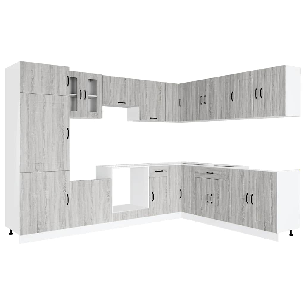 vidaXL 14-tlg. Küchenschrank-Set Kalmar Grau Sonoma Holzwerkstoff