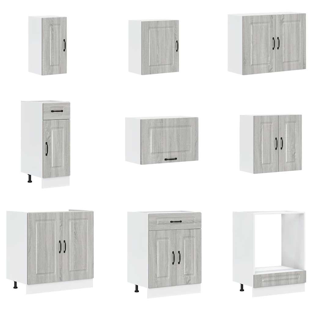 vidaXL 14-tlg. Küchenschrank-Set Kalmar Grau Sonoma Holzwerkstoff