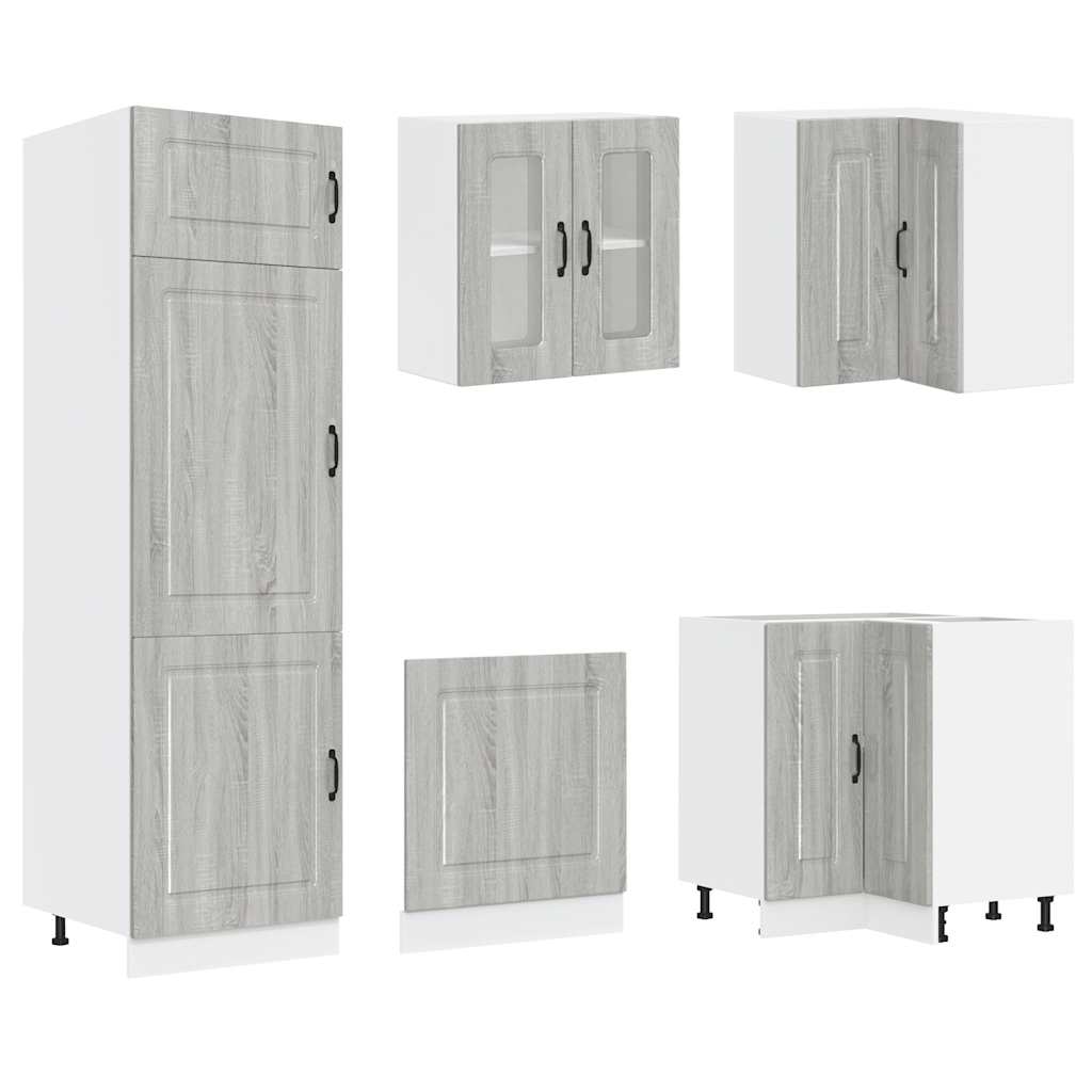 vidaXL 14-tlg. Küchenschrank-Set Kalmar Grau Sonoma Holzwerkstoff