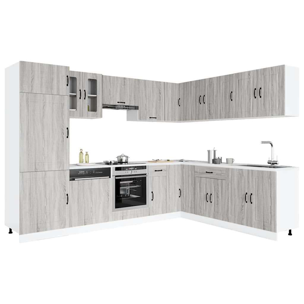 vidaXL 14-tlg. Küchenschrank-Set Kalmar Grau Sonoma Holzwerkstoff