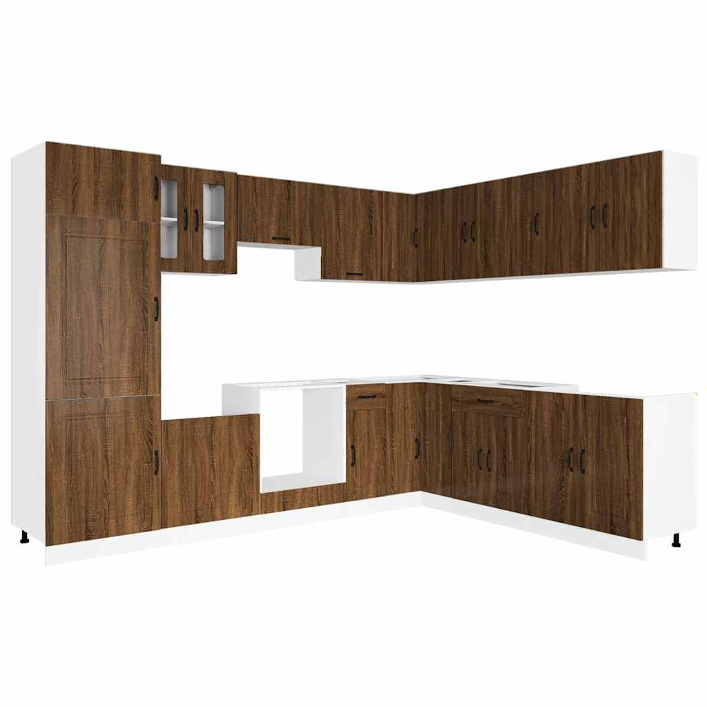 vidaXL 14-tlg. Küchenschrank-Set Kalmar Braun Eichen-Optik Holzwerkstoff