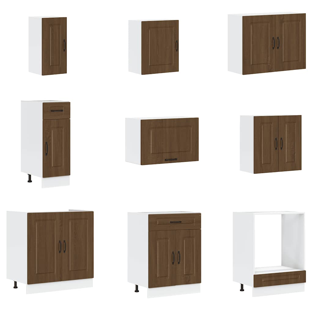 vidaXL 14-tlg. Küchenschrank-Set Kalmar Braun Eichen-Optik Holzwerkstoff