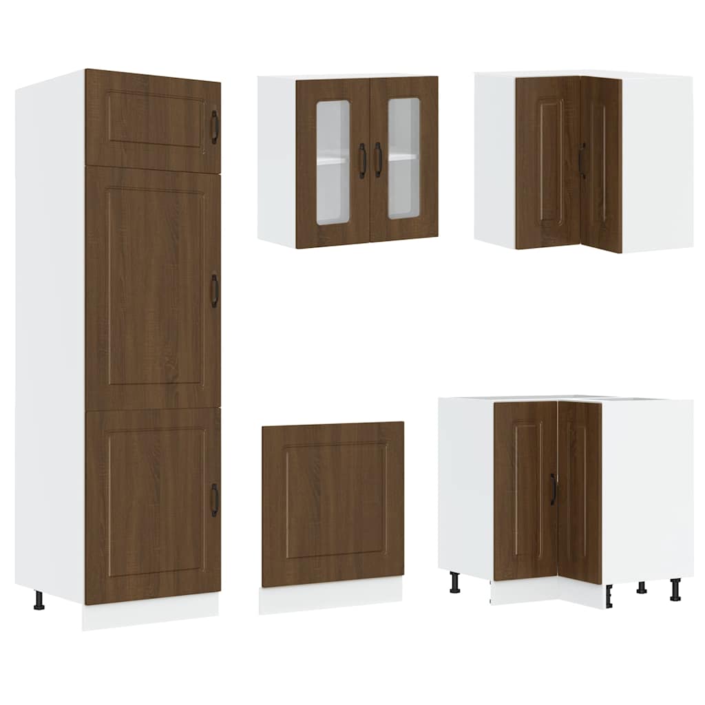 vidaXL 14-tlg. Küchenschrank-Set Kalmar Braun Eichen-Optik Holzwerkstoff