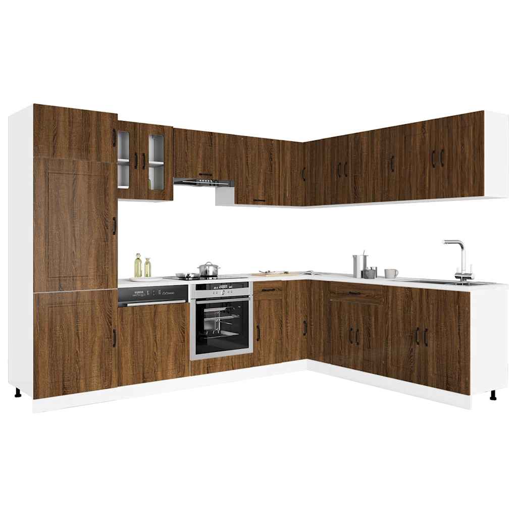 vidaXL 14-tlg. Küchenschrank-Set Kalmar Braun Eichen-Optik Holzwerkstoff