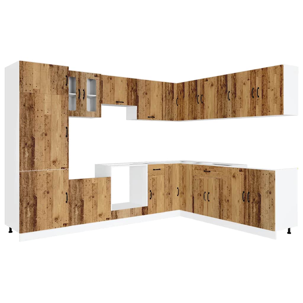 vidaXL 14-tlg. Küchenschrank-Set Kalmar Altholz-Optik Holzwerkstoff