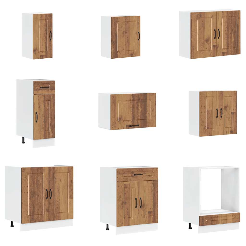 vidaXL 14-tlg. Küchenschrank-Set Kalmar Altholz-Optik Holzwerkstoff