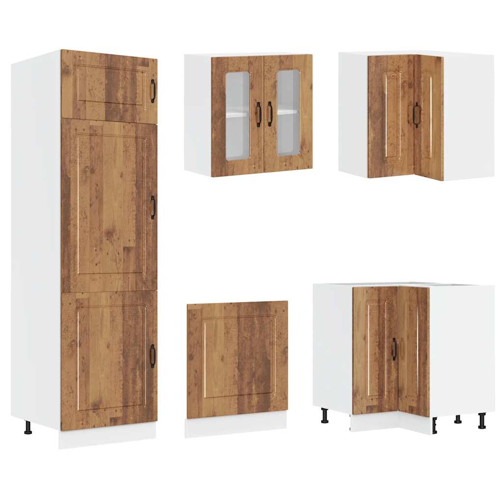 vidaXL 14-tlg. Küchenschrank-Set Kalmar Altholz-Optik Holzwerkstoff