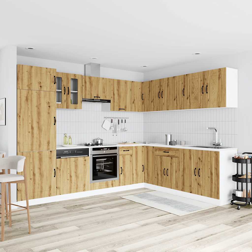 vidaXL 14-tlg. Küchenschrank-Set Kalmar Artisan-Eiche Holzwerkstoff