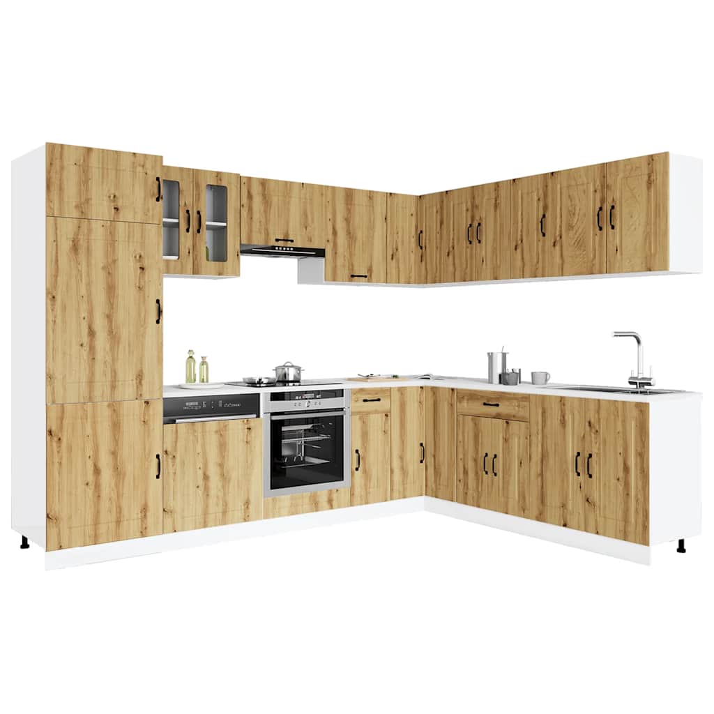 vidaXL 14-tlg. Küchenschrank-Set Kalmar Artisan-Eiche Holzwerkstoff