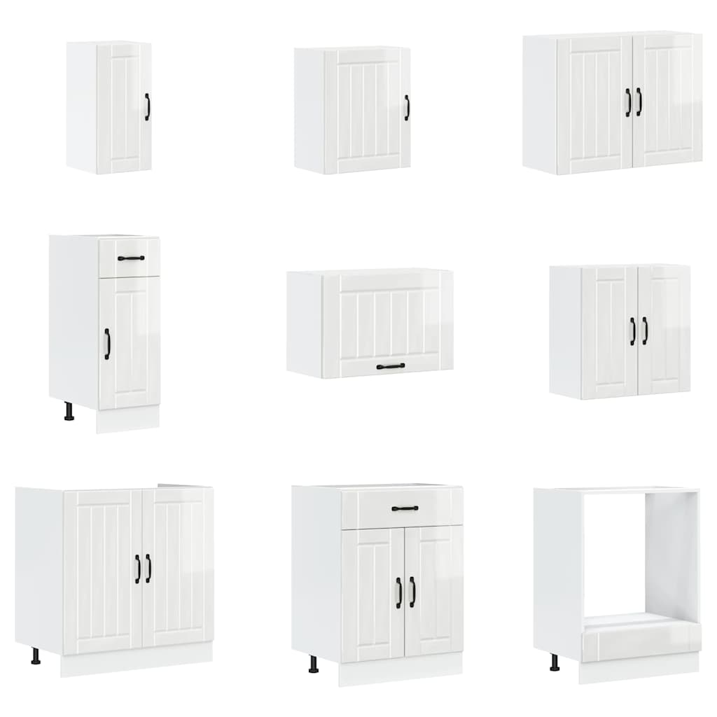 vidaXL 14-tlg. Küchenschrank-Set Lucca Hochglanz-Weiß Holzwerkstoff