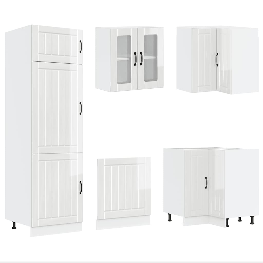 vidaXL 14-tlg. Küchenschrank-Set Lucca Hochglanz-Weiß Holzwerkstoff