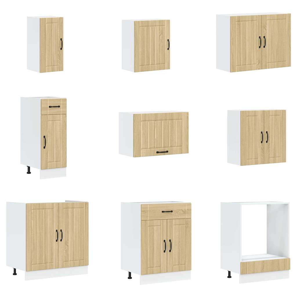 vidaXL 14-tlg. Küchenschrank-Set Lucca Sonoma-Eiche Holzwerkstoff