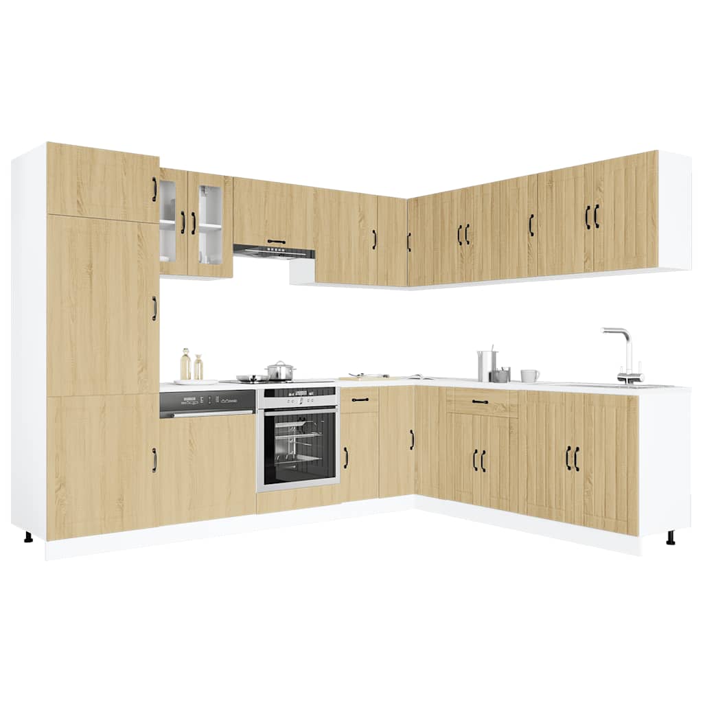 vidaXL 14-tlg. Küchenschrank-Set Lucca Sonoma-Eiche Holzwerkstoff