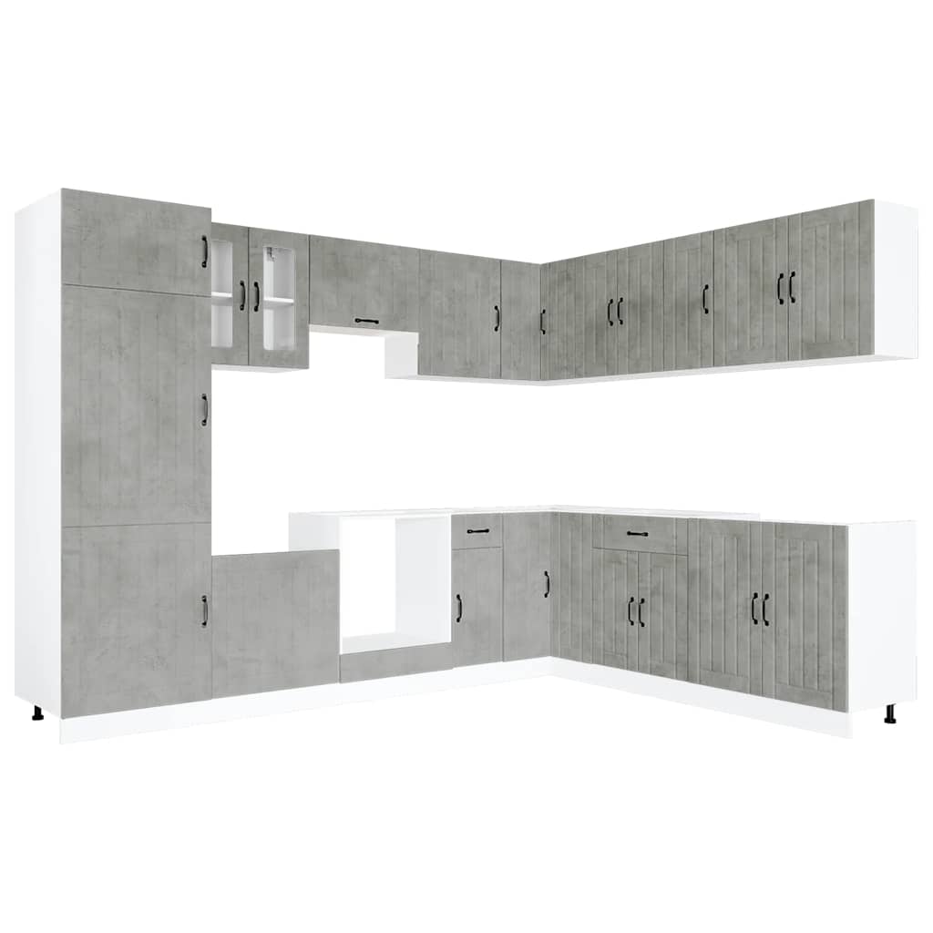 vidaXL 14-tlg. Küchenschrank-Set Lucca Betongrau Holzwerkstoff
