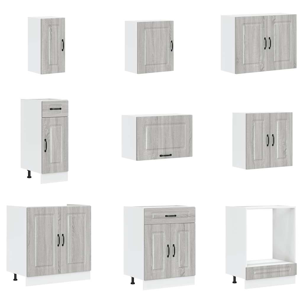 vidaXL 14-tlg. Küchenschrank-Set Lucca Grau Sonoma Holzwerkstoff