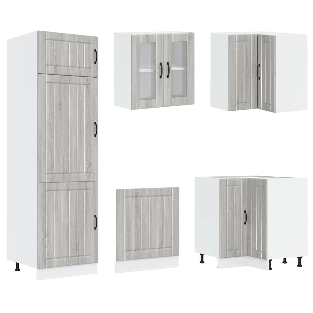 vidaXL 14-tlg. Küchenschrank-Set Lucca Grau Sonoma Holzwerkstoff
