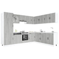 vidaXL 14-tlg. Küchenschrank-Set Lucca Grau Sonoma Holzwerkstoff