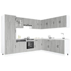 vidaXL 14-tlg. Küchenschrank-Set Lucca Grau Sonoma Holzwerkstoff