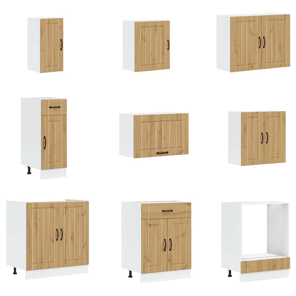 vidaXL 14-tlg. Küchenschrank-Set Lucca Artisan-Eiche Holzwerkstoff