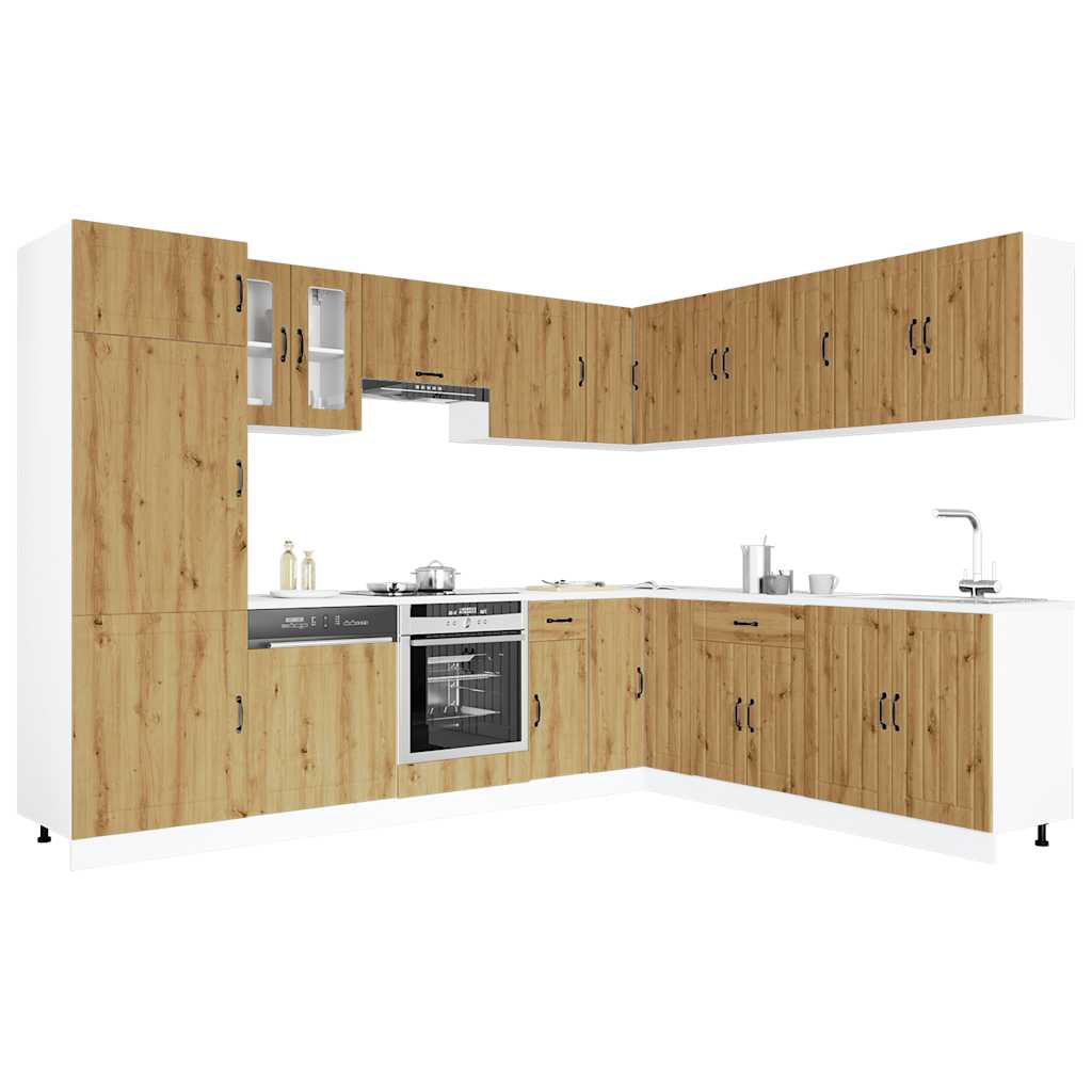 vidaXL 14-tlg. Küchenschrank-Set Lucca Artisan-Eiche Holzwerkstoff