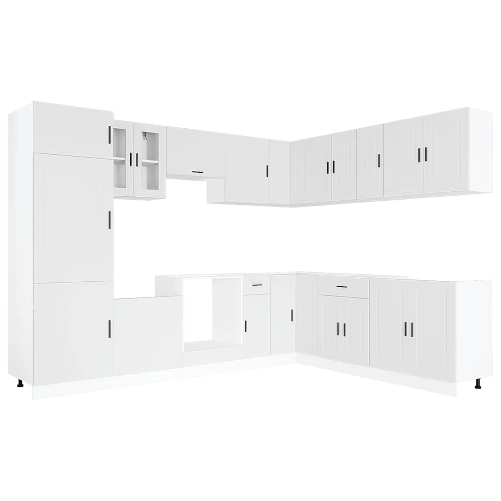 vidaXL 14-tlg. Küchenschrank-Set Porto Weiß Holzwerkstoff