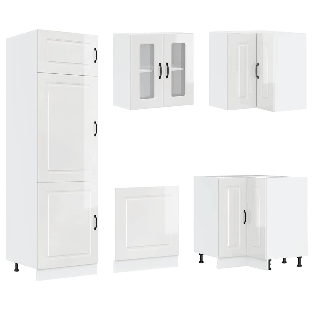 vidaXL 14-tlg. Küchenschrank-Set Porto Hochglanz-Weiß Holzwerkstoff