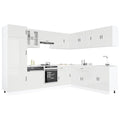 vidaXL 14-tlg. Küchenschrank-Set Porto Hochglanz-Weiß Holzwerkstoff