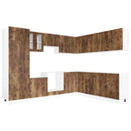 vidaXL 14-tlg. Küchenschrank-Set Porto Räuchereiche Holzwerkstoff