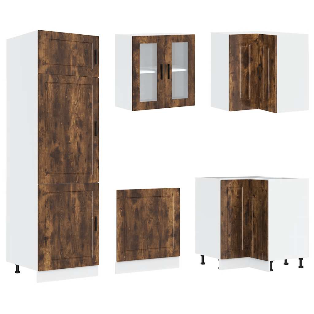 vidaXL 14-tlg. Küchenschrank-Set Porto Räuchereiche Holzwerkstoff