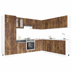 vidaXL 14-tlg. Küchenschrank-Set Porto Räuchereiche Holzwerkstoff
