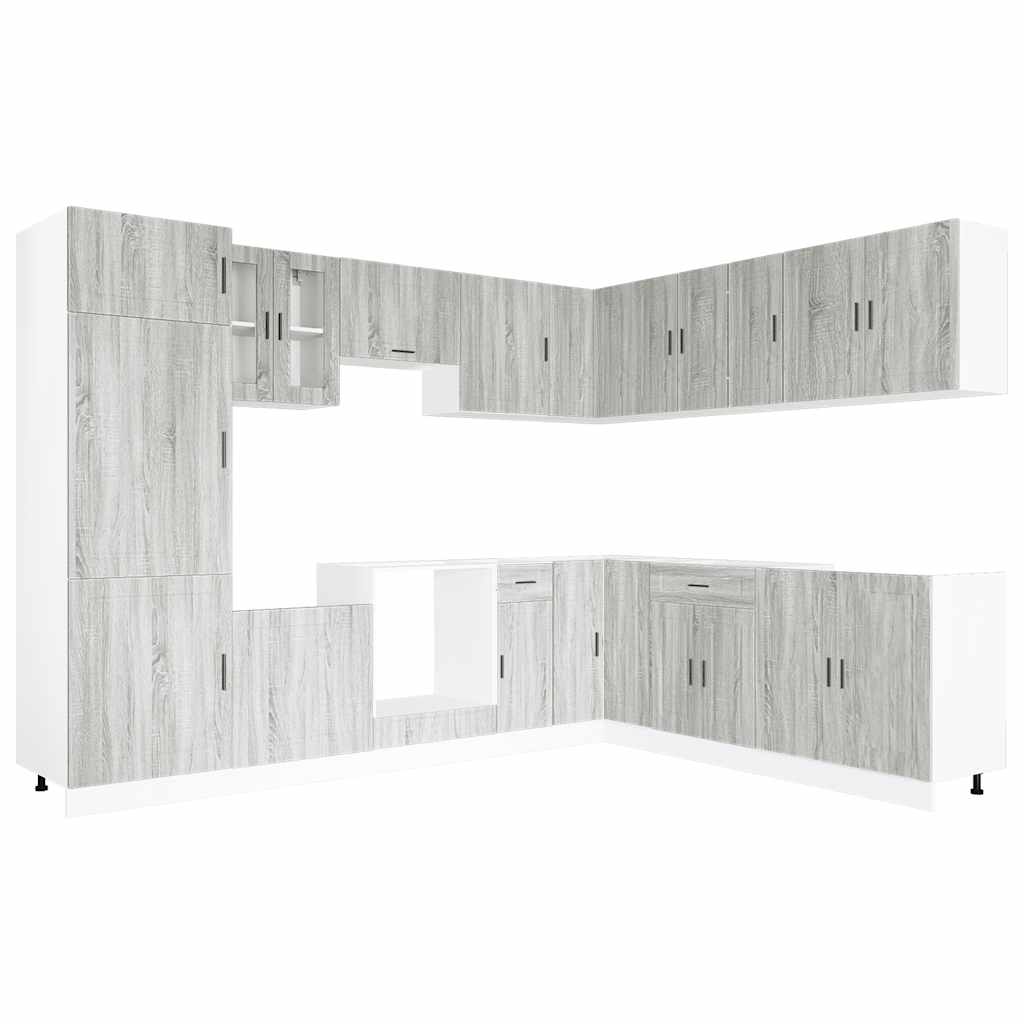 vidaXL 14-tlg. Küchenschrank-Set Porto Grau Sonoma Holzwerkstoff