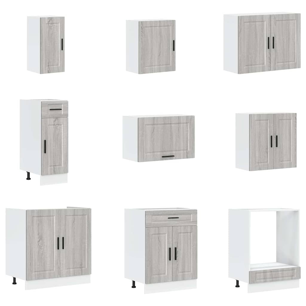 vidaXL 14-tlg. Küchenschrank-Set Porto Grau Sonoma Holzwerkstoff