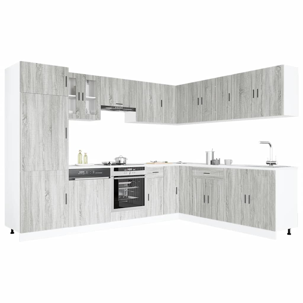 vidaXL 14-tlg. Küchenschrank-Set Porto Grau Sonoma Holzwerkstoff