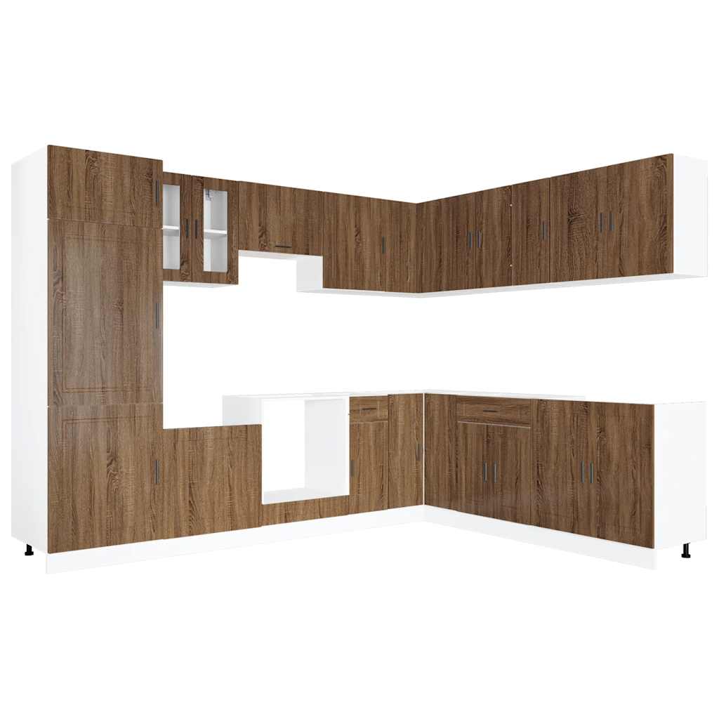 vidaXL 14tlg. Küchenschrank-Set Porto Braun Eichen-Optik Holzwerkstoff