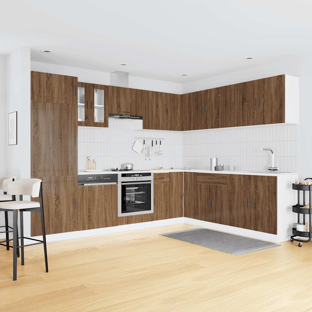 vidaXL 14tlg. Küchenschrank-Set Porto Braun Eichen-Optik Holzwerkstoff