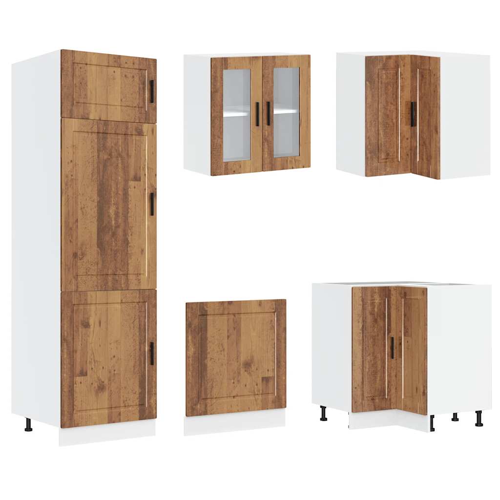 vidaXL 14-tlg. Küchenschrank-Set Porto Altholz-Optik Holzwerkstoff
