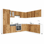 vidaXL 14-tlg. Küchenschrank-Set Porto Altholz-Optik Holzwerkstoff