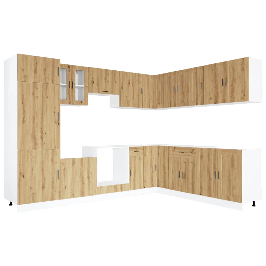 vidaXL 14-tlg. Küchenschrank-Set Porto Artisan-Eiche Holzwerkstoff
