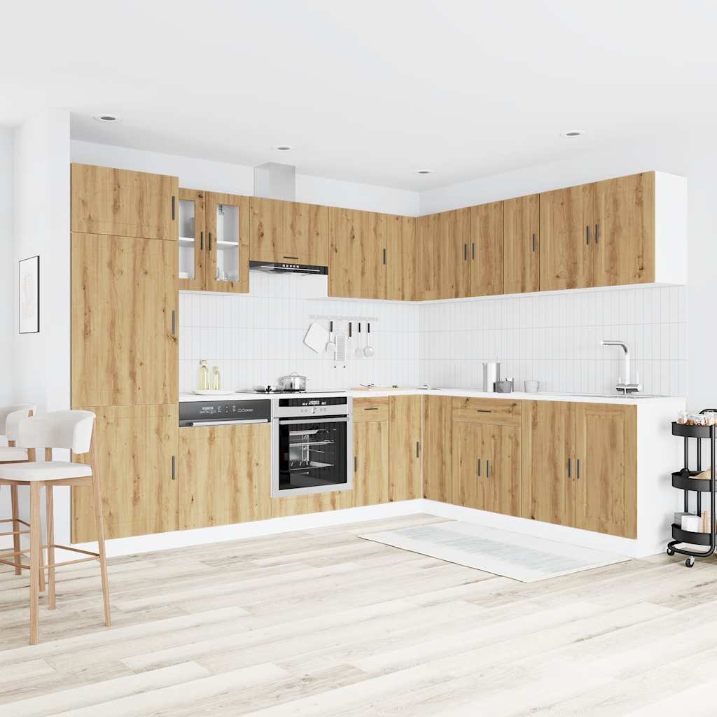 vidaXL 14-tlg. Küchenschrank-Set Porto Artisan-Eiche Holzwerkstoff