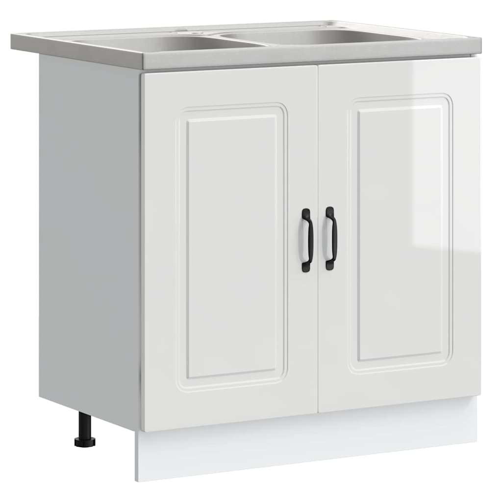 vidaXL Küchenschrank mit Tür Kalmar Glänzend Weiß 80 x 46 x 81.5 cm