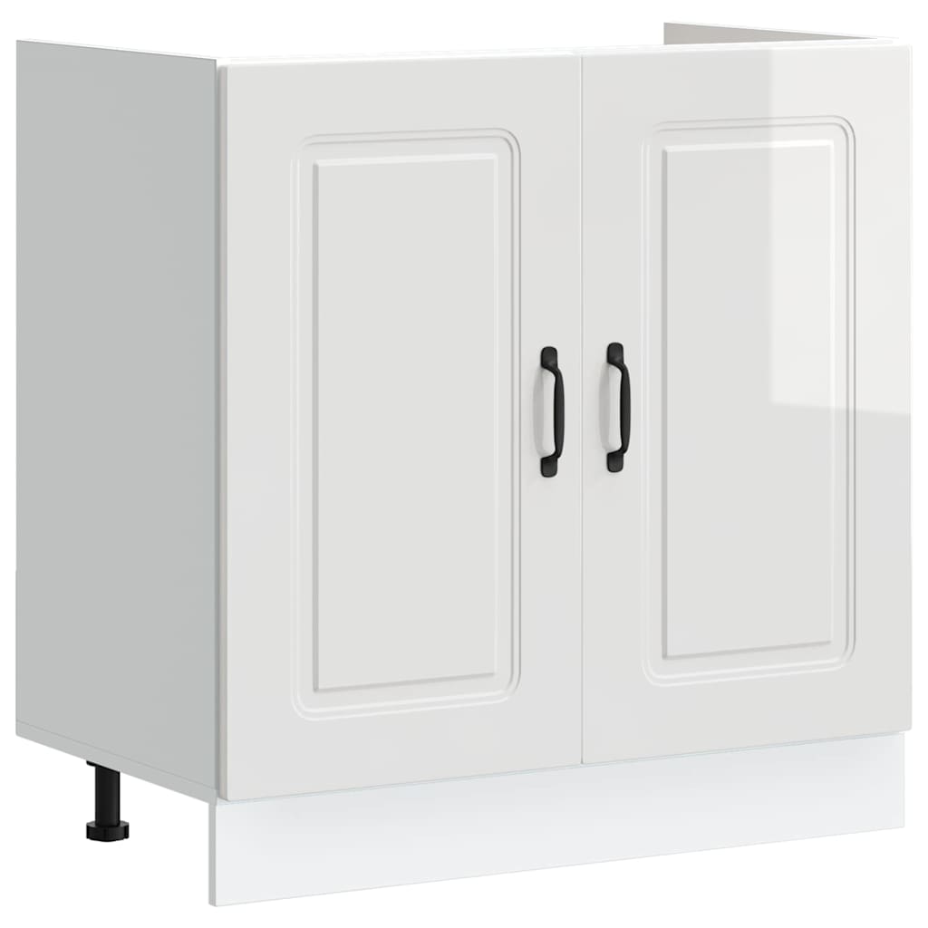 vidaXL Küchenschrank mit Tür Kalmar Glänzend Weiß 80 x 46 x 81.5 cm
