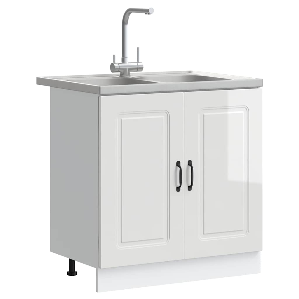 vidaXL Küchenschrank mit Tür Kalmar Glänzend Weiß 80 x 46 x 81.5 cm