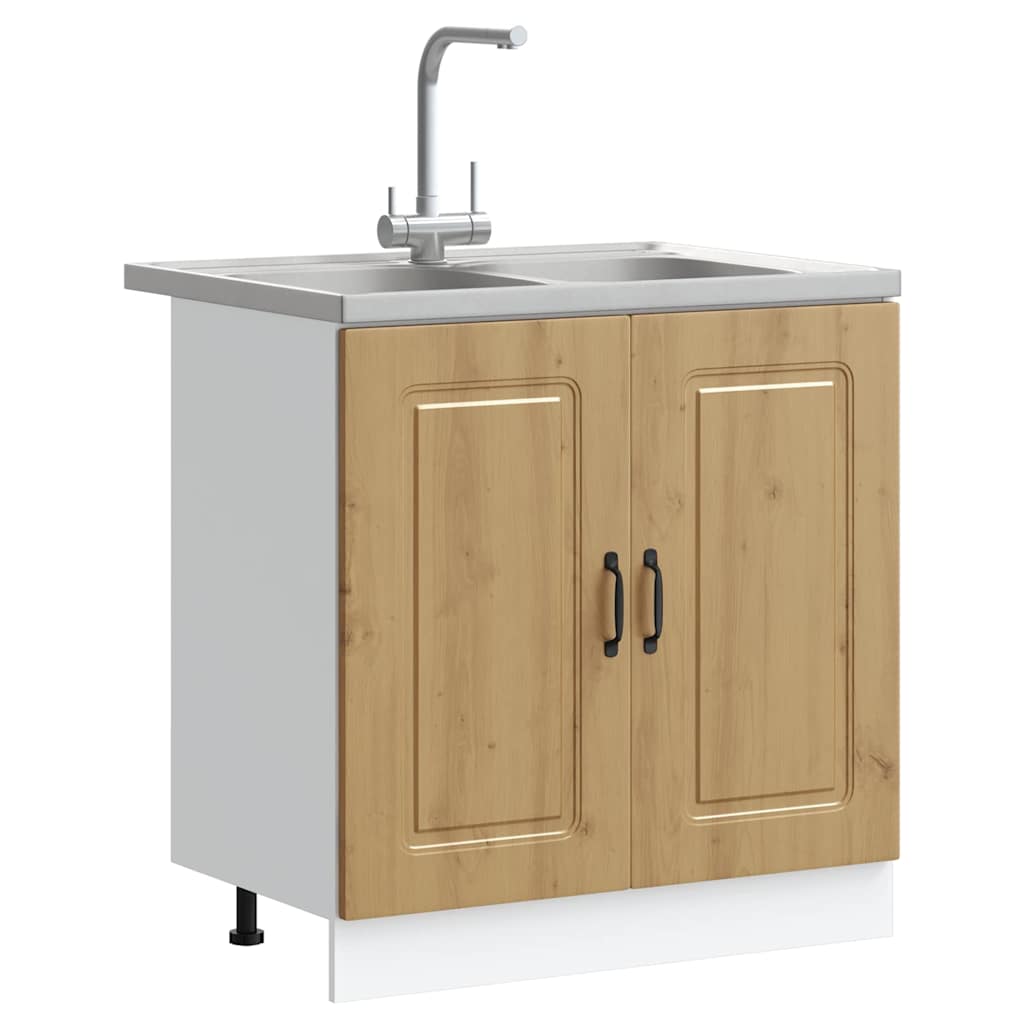 vidaXL Küchenschrank mit Tür Kalmar Artisan-Eiche 80 x 46 x 81.5 cm