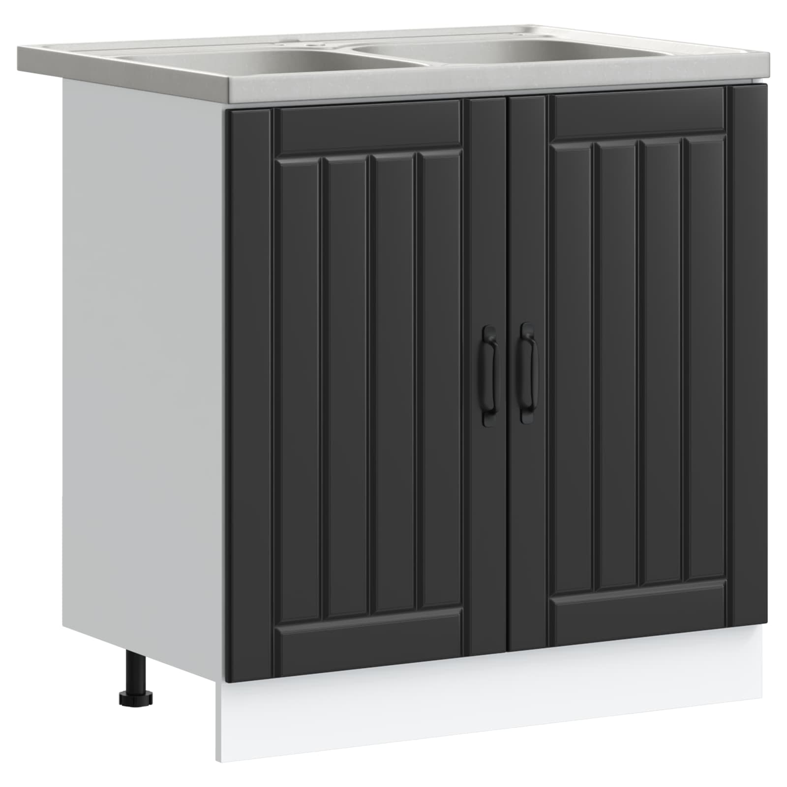 vidaXL Waschbecken-Unterschrank Lucca 2 pcs Schwarz Holzwerkstoff