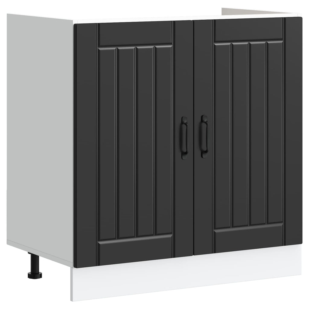 vidaXL Waschbecken-Unterschrank Lucca 2 pcs Schwarz Holzwerkstoff