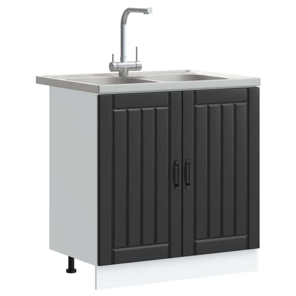 vidaXL Waschbecken-Unterschrank Lucca 2 pcs Schwarz Holzwerkstoff